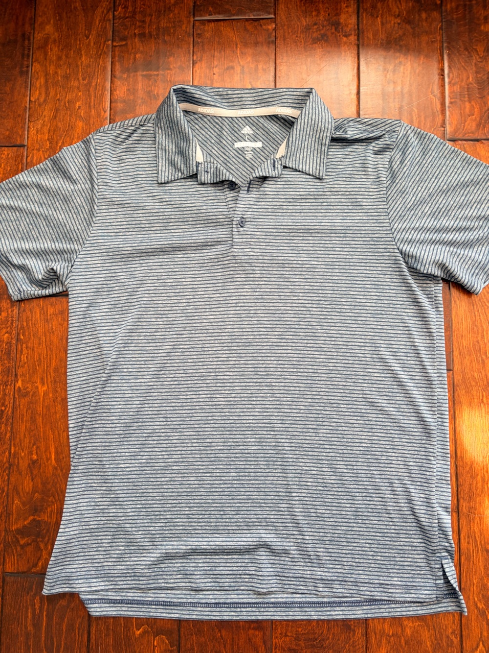 adidas Navy and White Micro-Stripe Polo